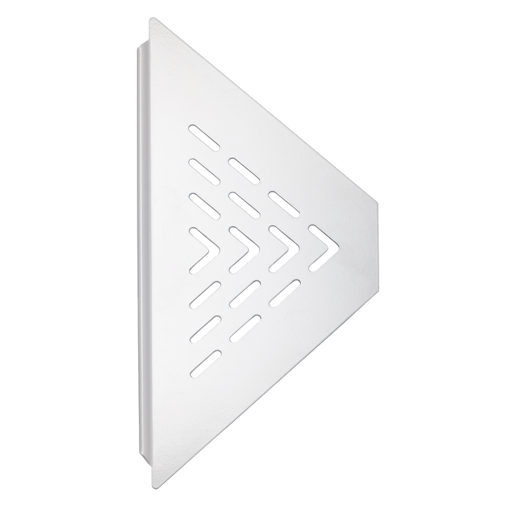 Design hjørnehylle N°19 for dusj 1mm, hvit matt stål