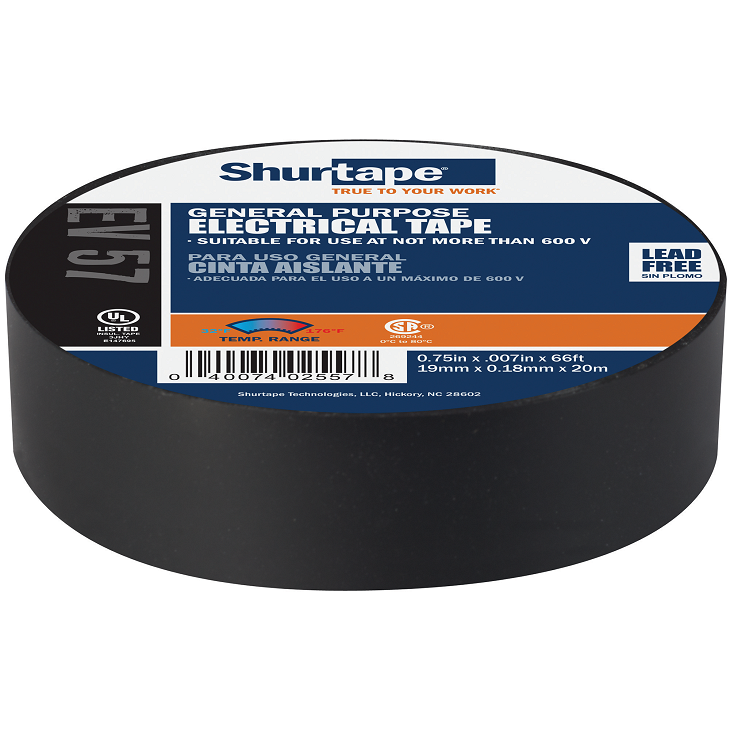 Elektrikertape sort pvc 19 mm x 18,2 m