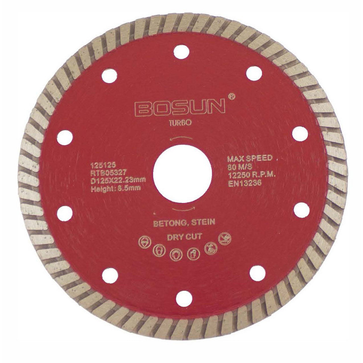 Diamantblad turbo 125/22,2 mm Bosun Rød