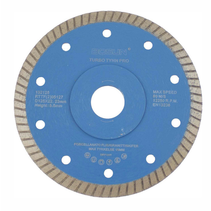 Diamantblad turbo tynn 125/22,2 mm Bosun Pro Blå