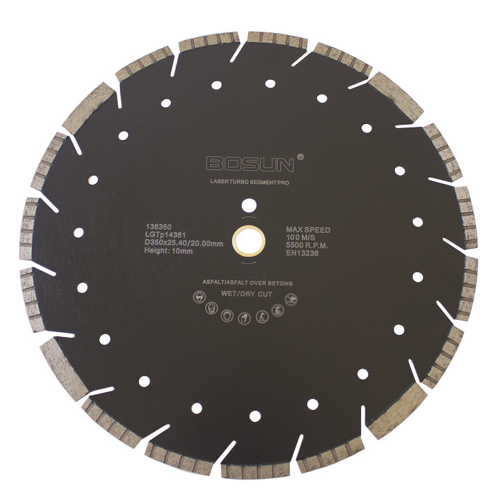 Diamantblad turbosegment Asfalt 350/25,4-20 mm Bosun Pro Svart