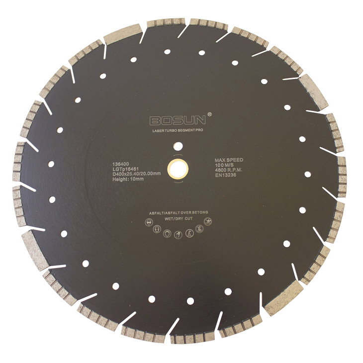 Diamantblad turbosegment Asfalt 400/25,4-20 mm Bosun Pro Svart