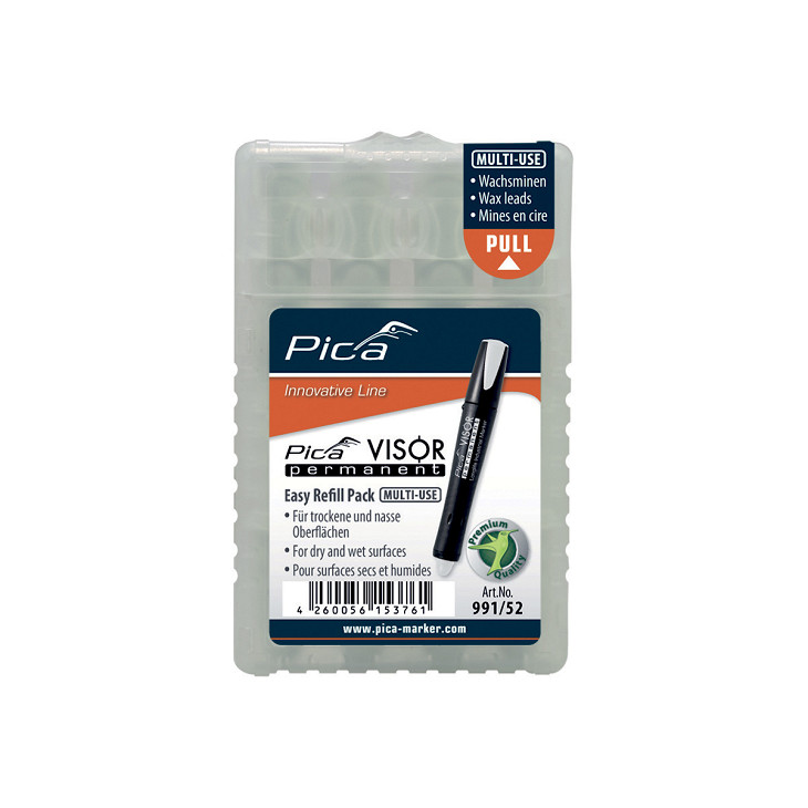 Pica Visor Refill Oljekrittstift vannfast, 4 stk hvit