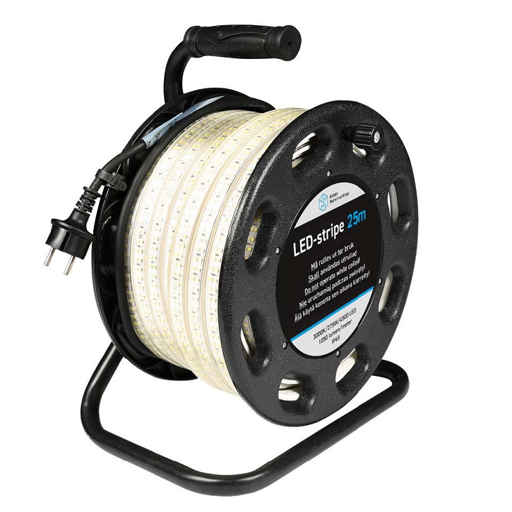 Wave LED stripe 25 m på trommel, IP65 3000K inkl. likeretter
